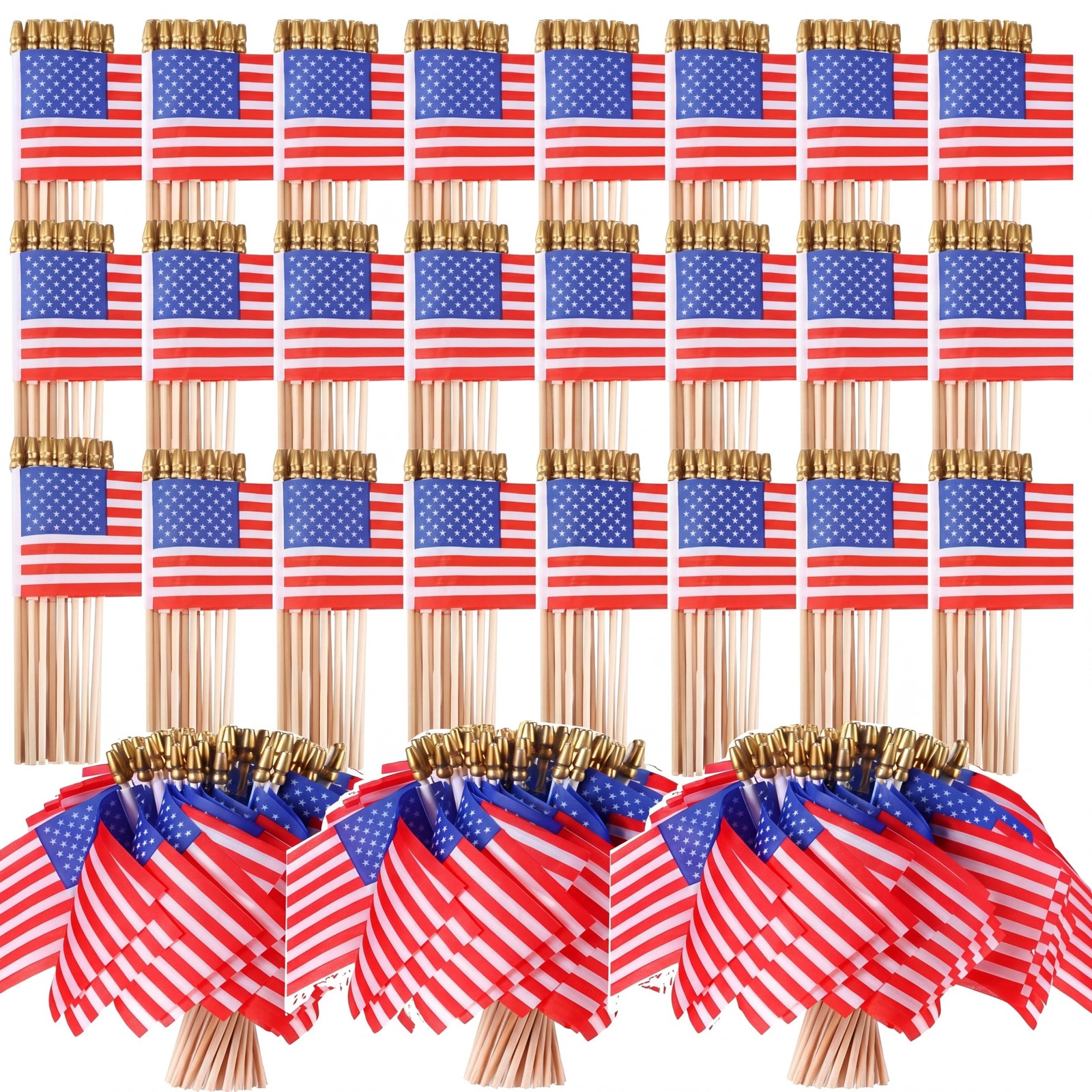 Peryiter 700 Pcs Small American Flags on Stick 4x6\