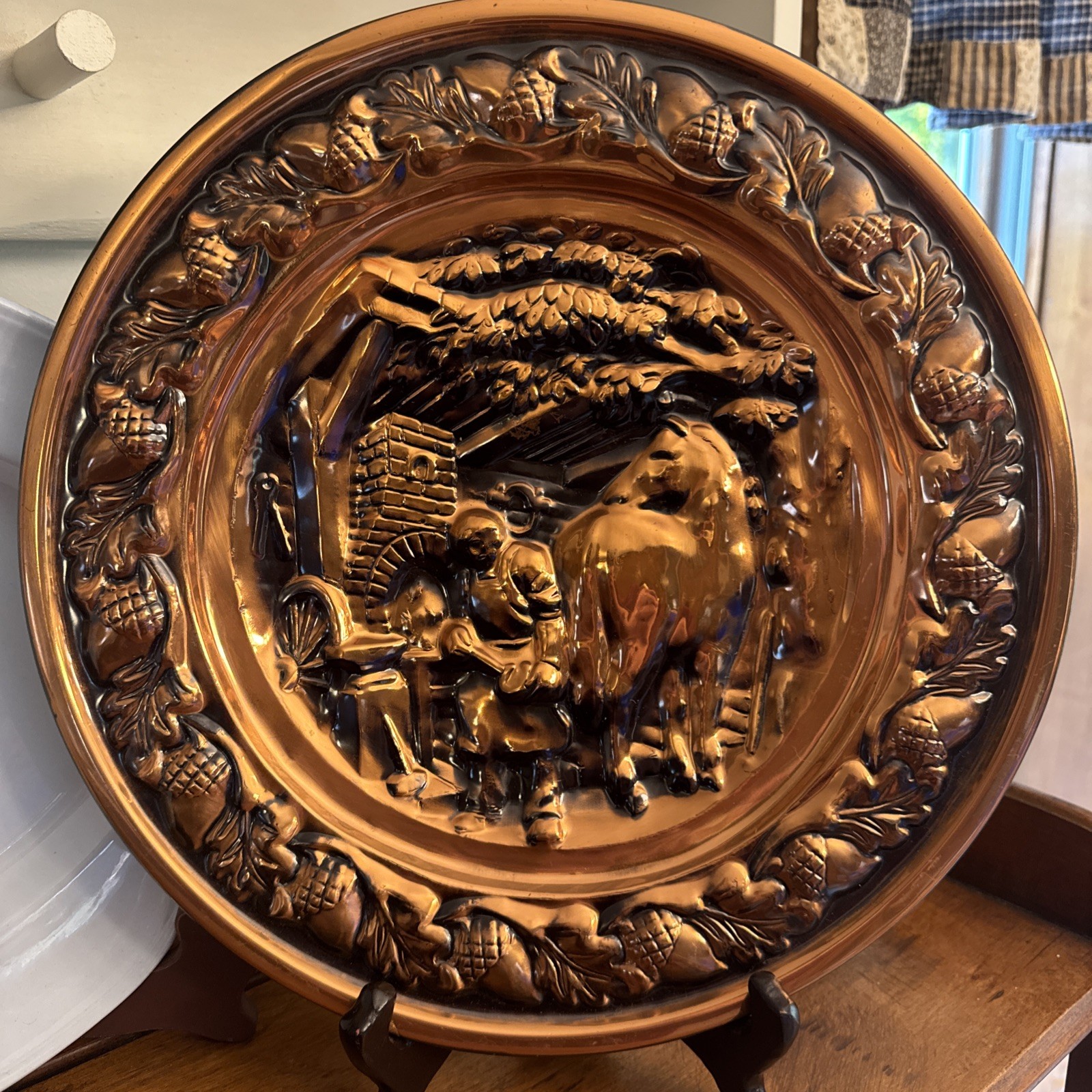Vintage Copper Plate Wall Hanging 12.75\ Vintage Copper Plate Wall Hanging 12.75\
