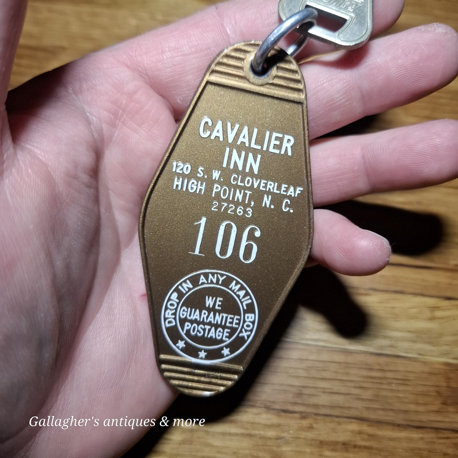 Vintage cavalier Inn High point NC Carolina Hotel Motel Room Key Fob & Key  #106