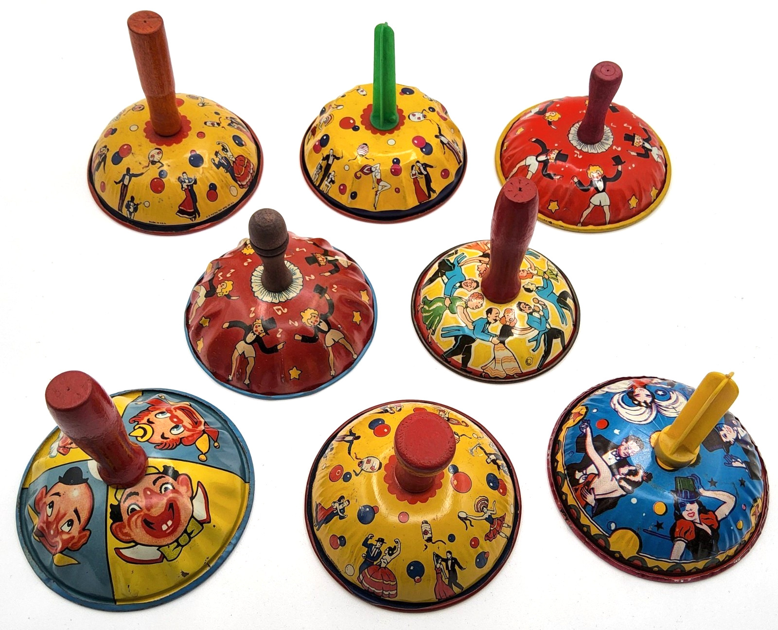 8 Vintage 1950s Tin Lithograph Bell New Year\'s Eve Noisemakers