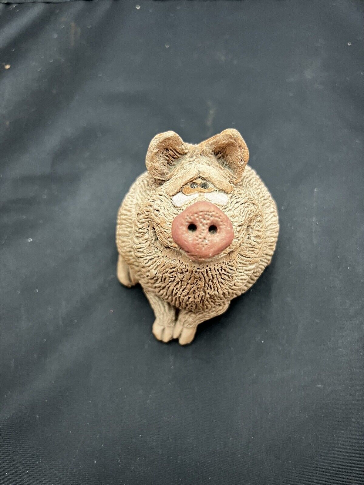 Vintage Textured Pig Figurine Quirky Paper Weight Whimsical Farmhouse Decor