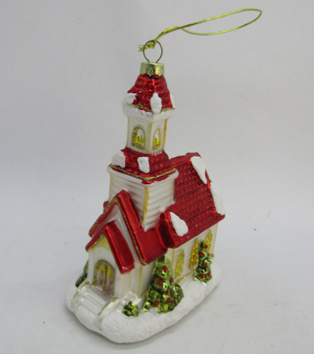 VINTAGE VALERIE PARR HAND BLOWN CHURCH ORNAMENT IN ORIGINAL BOX