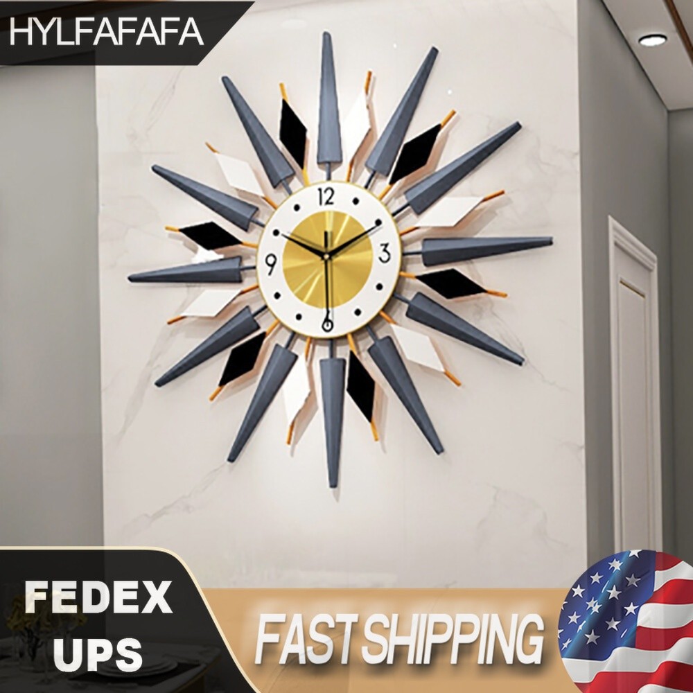 60x60cm Large Retro Metal Art Clock Mid Century Modern Wall Vintage Wall Clock