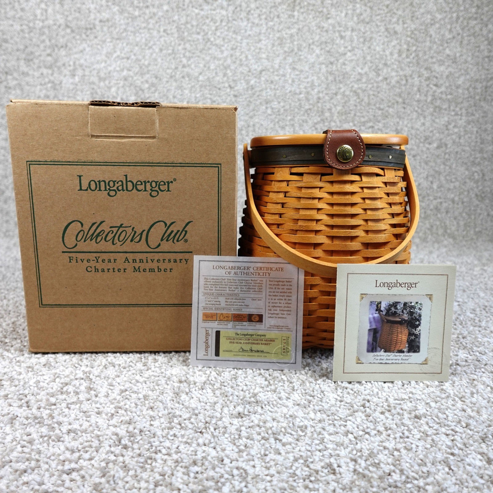 Longaberger Collectors Club Five-Year Anniversary Charter Member Basket With Box