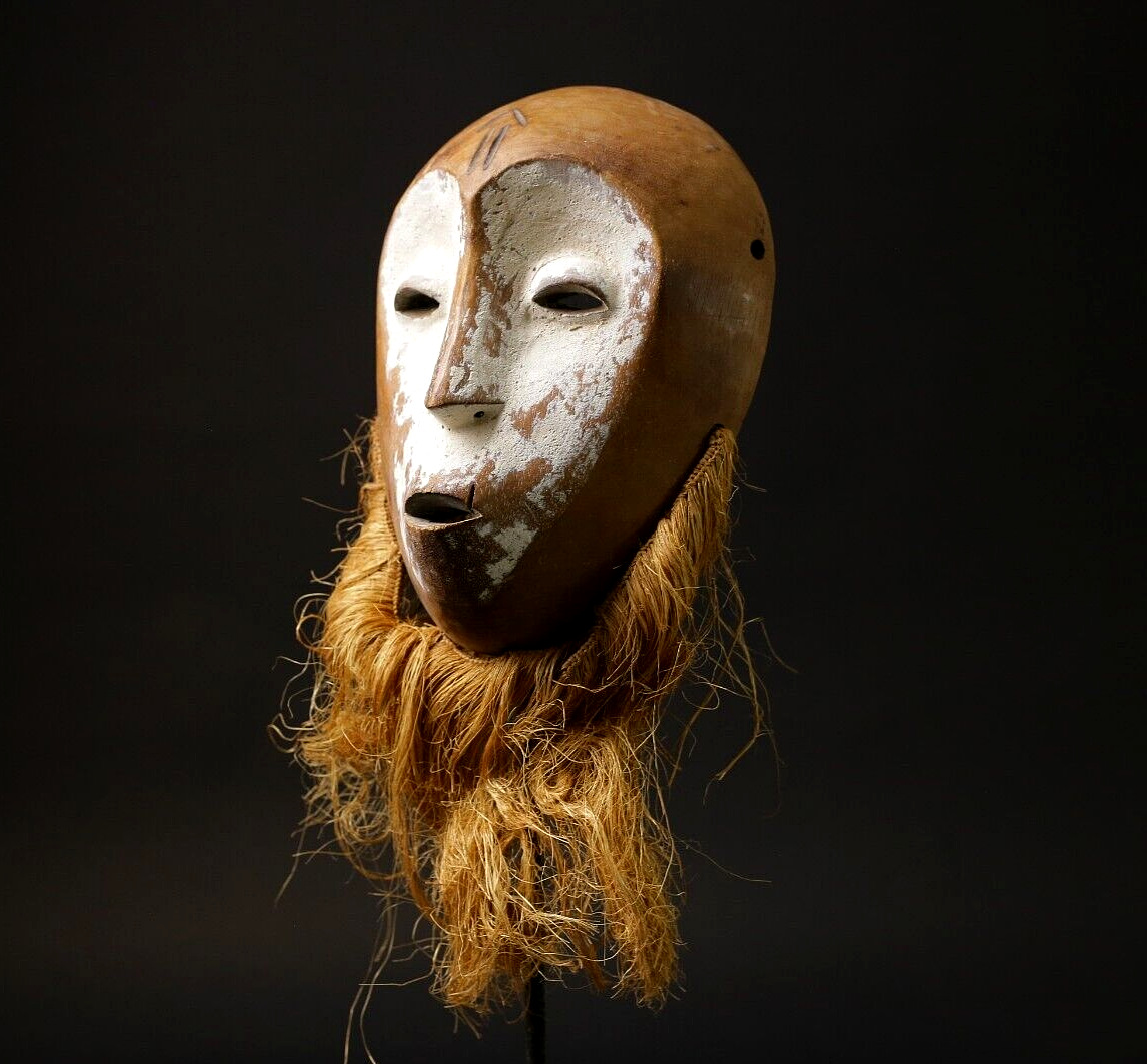 African wood mask antiques Lega mask carved wood tribal Masks for wall-G2464