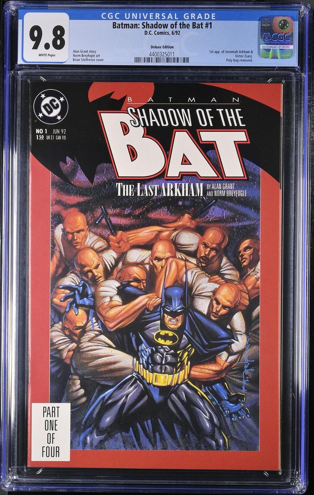 Batman Shadow of the Bat 1 CGC 9.8 4400325011 Deluxe Poly-bag 1st Arkham Key