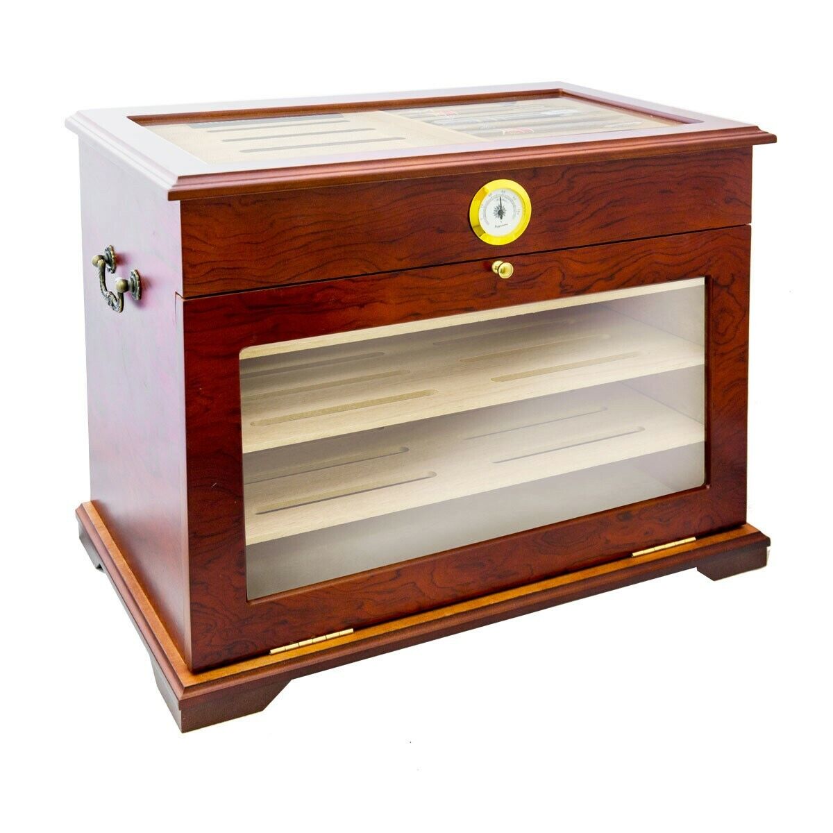 400 Count Cigar Large Storage Cabinet Countertop Display Cedar Humidor Redwood
