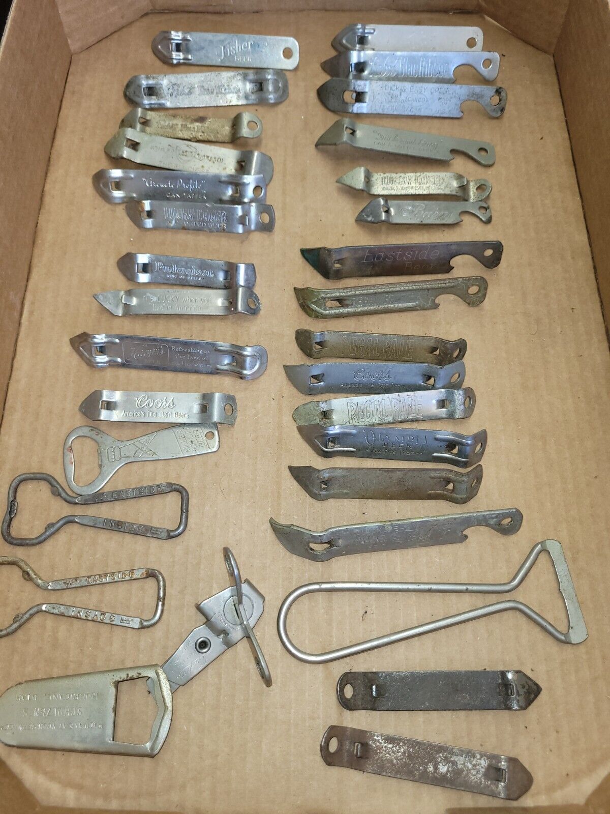 Lot of 30+ vintage beer can bottle openers Pabsts, Coors, Hamms Olympia +