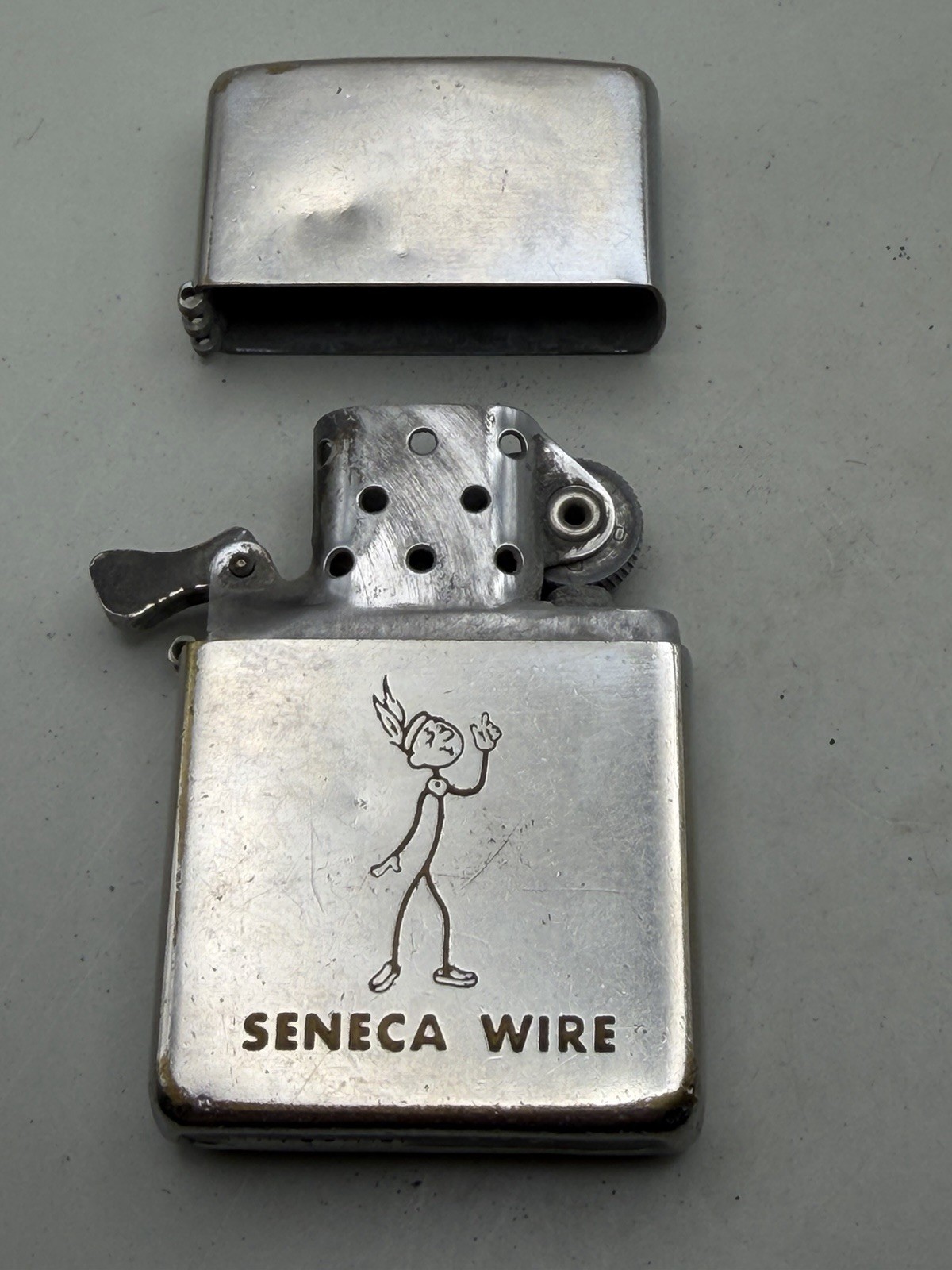 Seneca Wire Advertising Vintage 1958 Chrome Zippo Lighter ***READ
