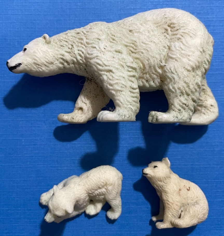 Lot of 3 Quite Nice Vintage Lineol Elastolin Preiser? Polar Bear & Cubs Germany Lot of 3 Quite Nice Vintage Lineol Elastolin Preiser? Polar Bear & Cubs Germany