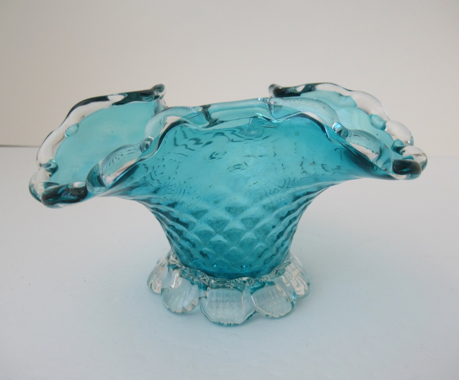 Blue Glass Fluted Open Candy Dish