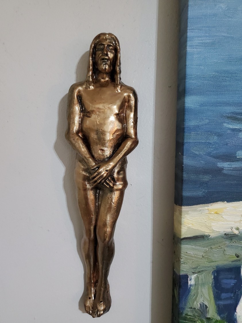 Shroud of Turin sculpture with Reliquary Stone From Tomb of Jesus Holy Sepulchre