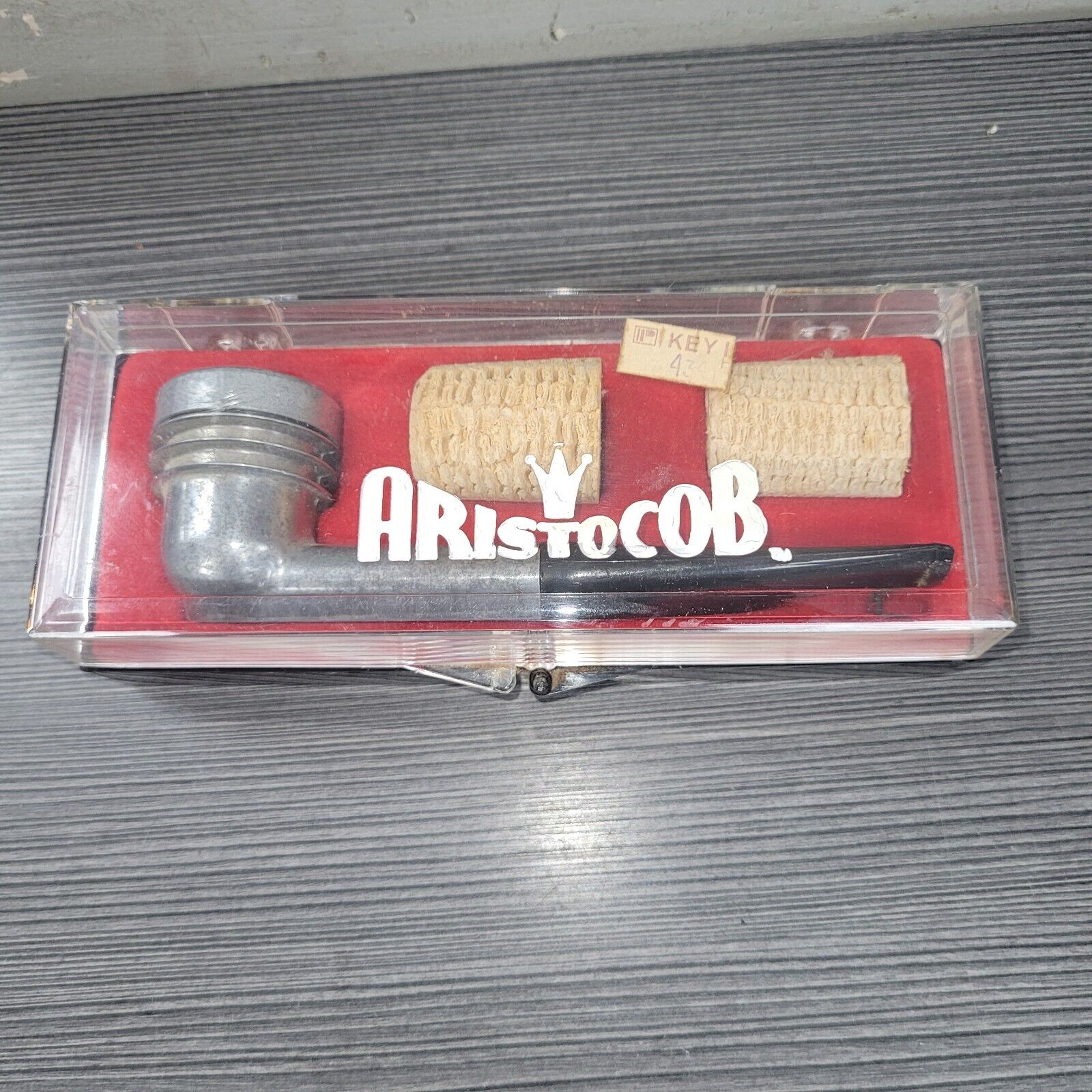 B11 Used Aristocob Metal Corn Cob Pipe - w/2 unused cob inserts & Original box