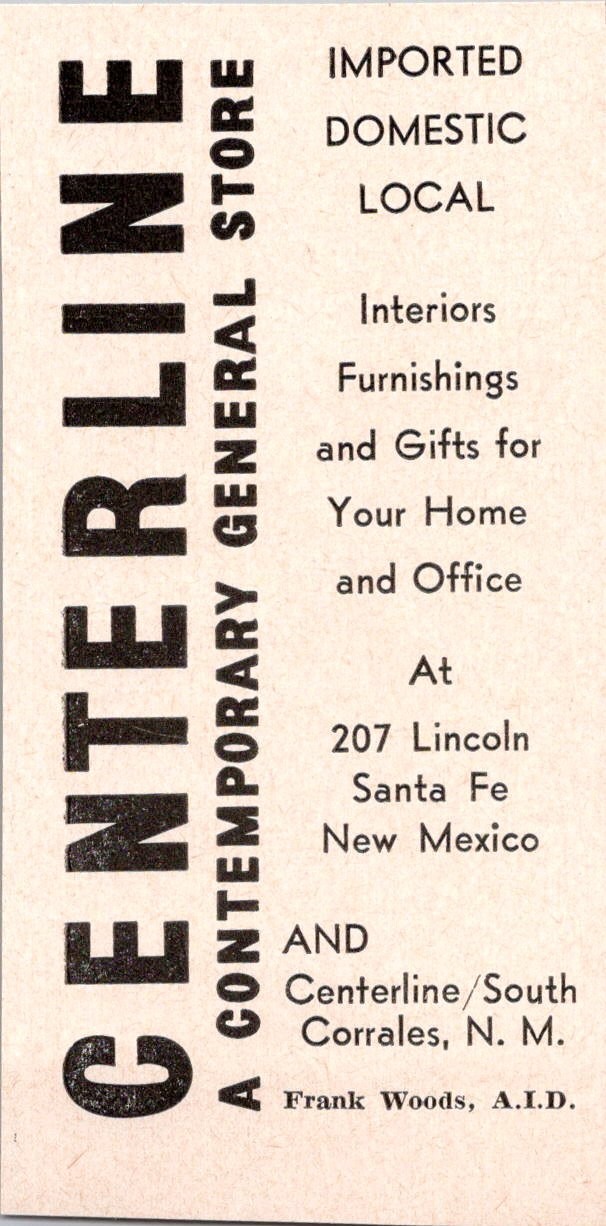 Centerline A Contemporary General Store Santa Fe NM 1967 New MexicoAd TAJ7-M1