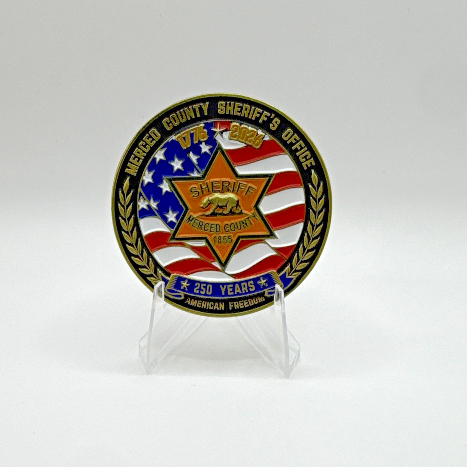 Merced County Sheriff\'s Office Challenge Coin 250 Years of Freedom (RARE)