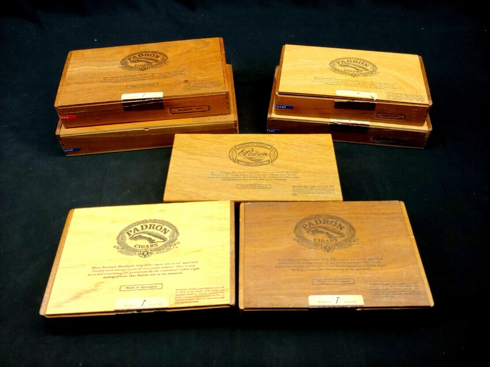 Padron Empty Wooden Cigar Boxes, (lot of 7) Nicaragua
