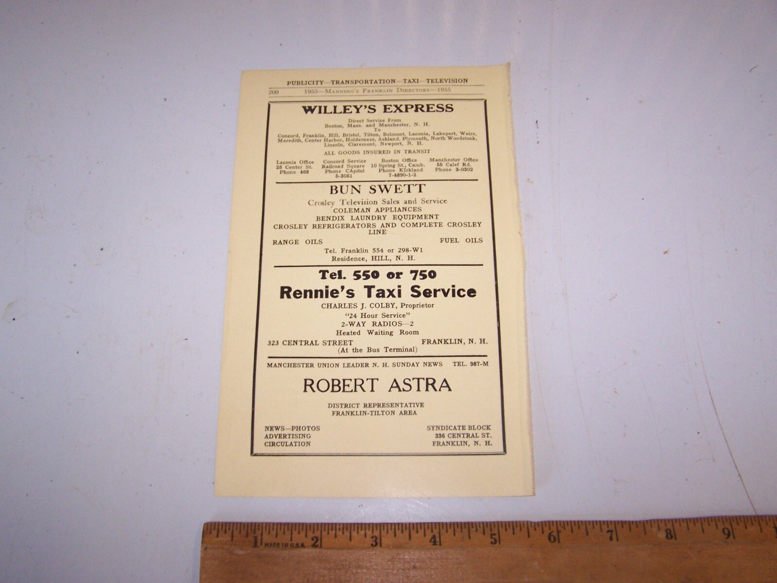 1955 Paper Print Ad FRANKLIN NEW HAMPSHIRE