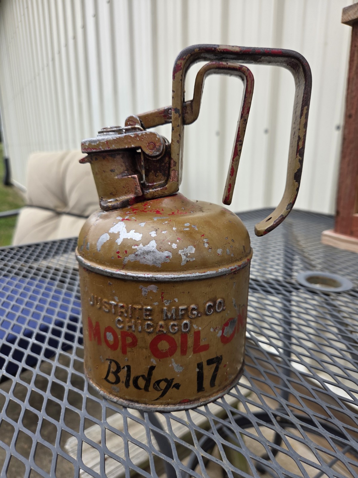 vintage Small Justrite Safety Can. MFG Chicago Illinois. 1930-1934