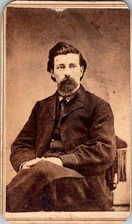 Sitting Bearded Man, Newark, OH, c1860s, CDV Photo, #5203 Sitting Bearded Man, Newark, OH, c1860s, CDV Photo, #5203