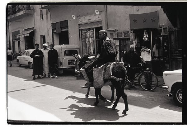 SL29 Slide 1960s Negative Morocco Street Scene Donkey 232a