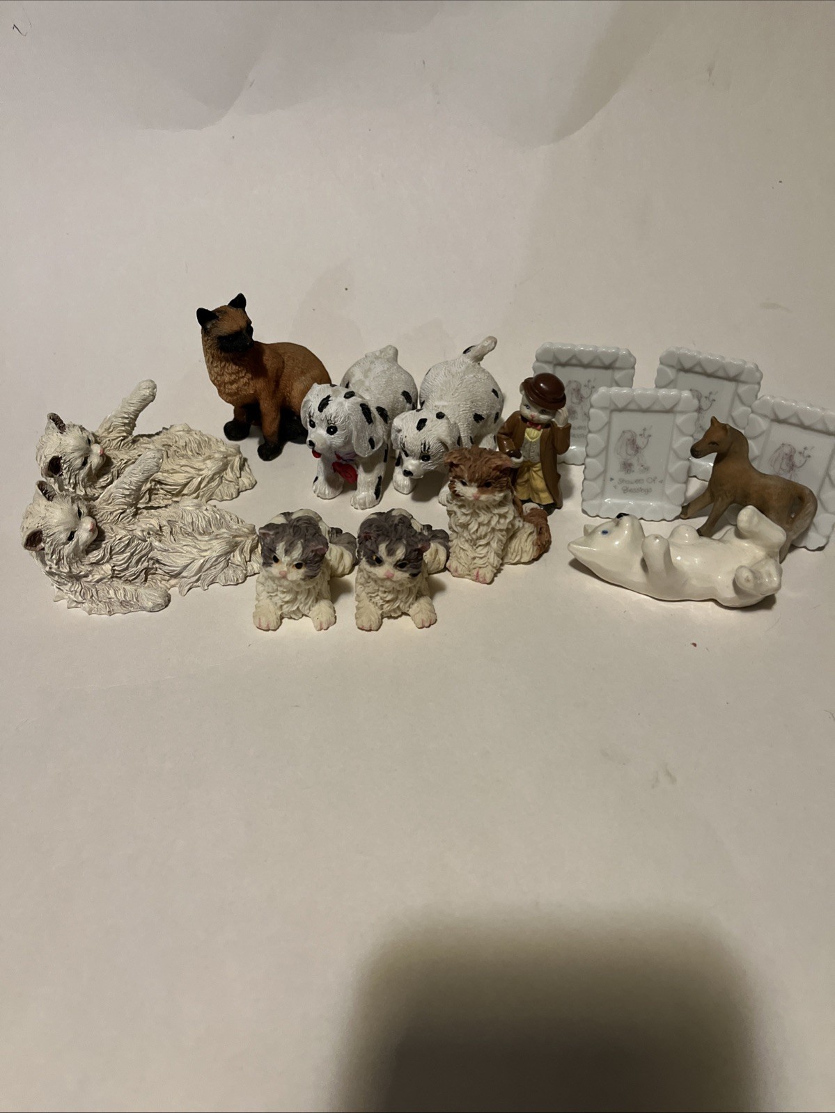 A Collection Of 14 Vintage  Porcelain Animal Figurines  And Miniature Frames