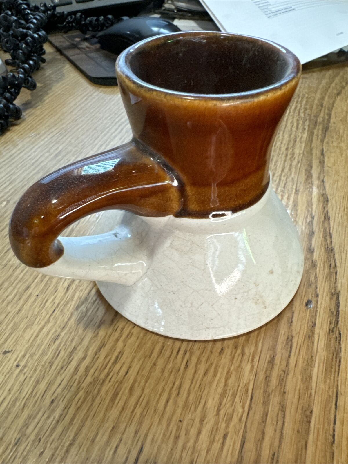 Vintage Stoneware Drip Glaze Pottery No Spill Retro Travel Coffee Mug