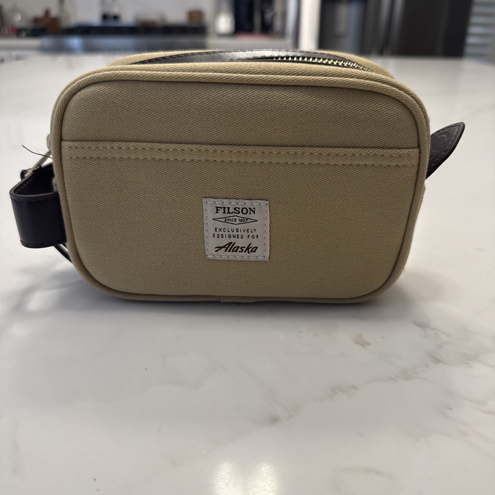 Filson x Alaska Airlines Khaki Dopp Kit Business/First Class, 4.5x6.5x2.5”, Bag Filson x Alaska Airlines Khaki Dopp Kit Business/First Class, 4.5x6.5x2.5”, Bag