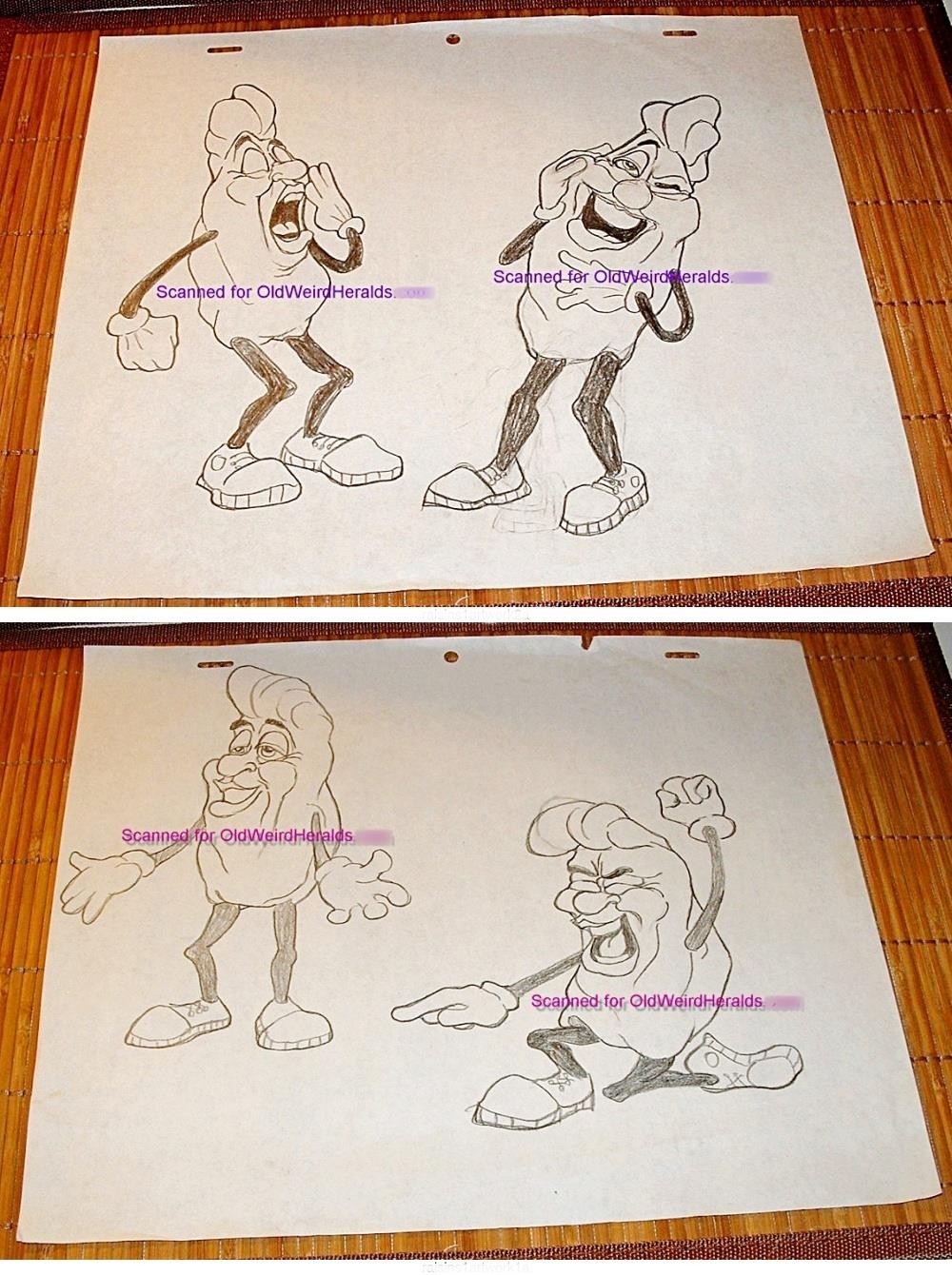 CALIFORNIA RAISINS 1980s ORIGINAL ART LOT 3pc CLAYMATION A.C MODEL Sheets VINTON