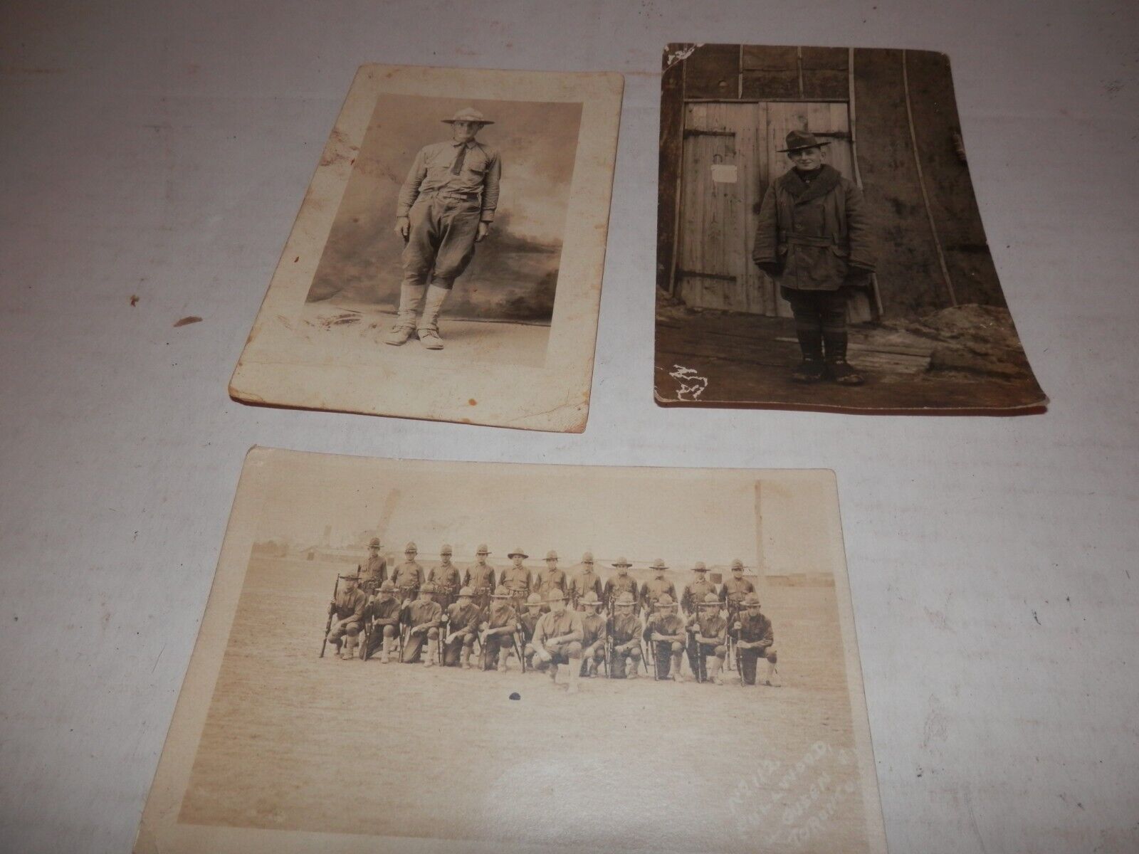 3 vintage postcard family photos all world war 1 soldiers 1900 to 1917