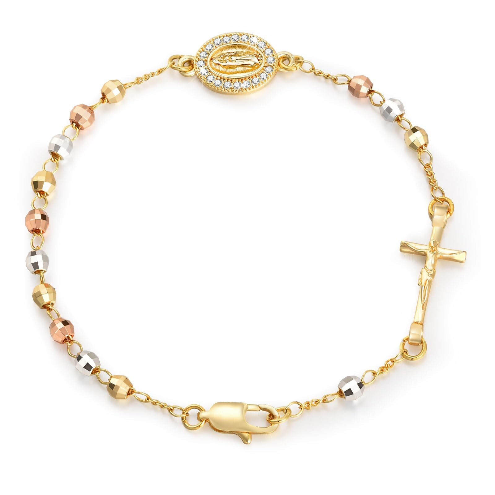 Catholic Gifts Rosary Bracelet for Women-14K Gold Virgin Mary Rosary Jesus Cr... Catholic Gifts Rosary Bracelet for Women-14K Gold Virgin Mary Rosary Jesus Cr...