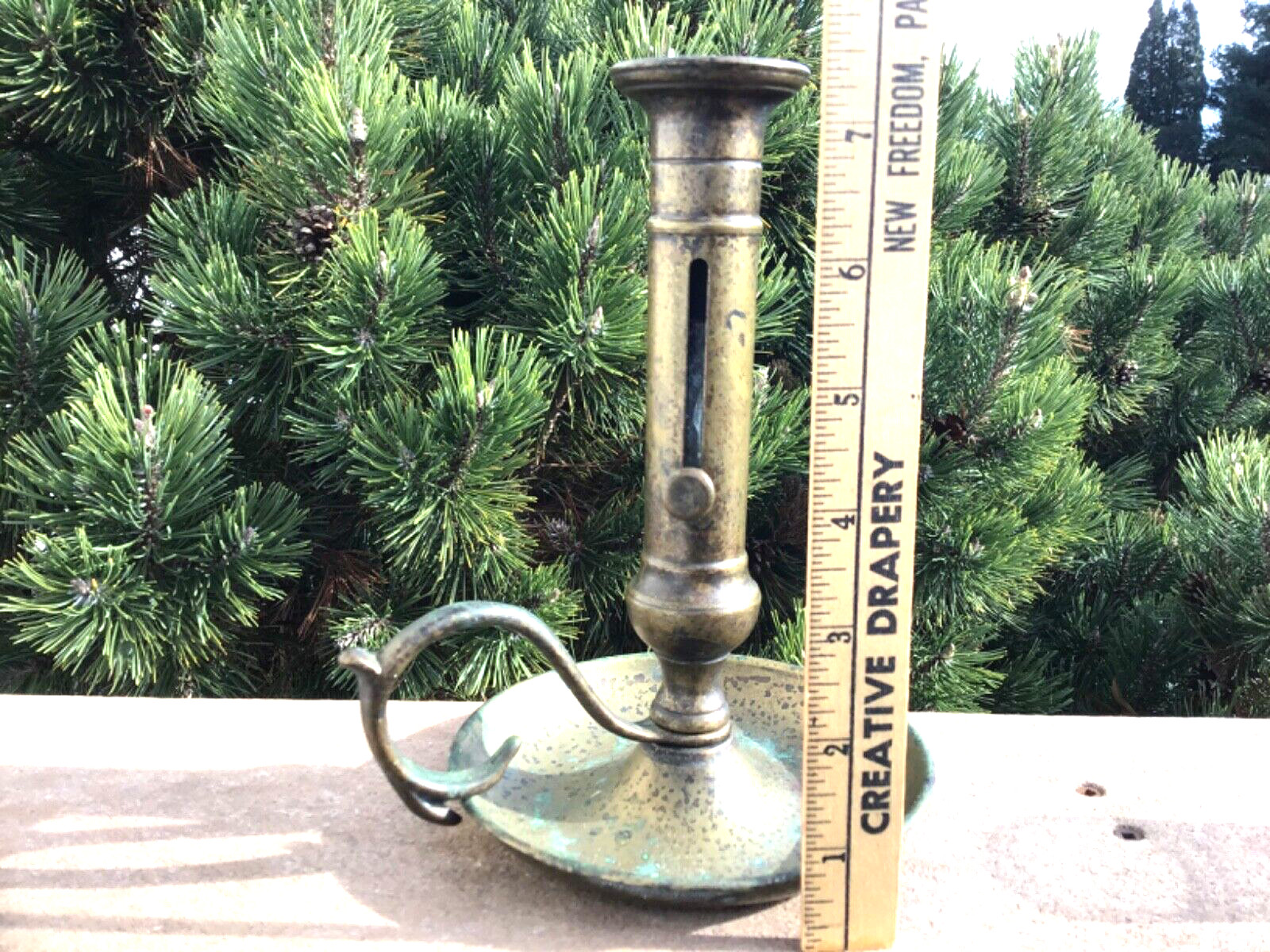 Early Brass Push Up Chambers Stick 19th Century Colonial Antiques Civil War Era