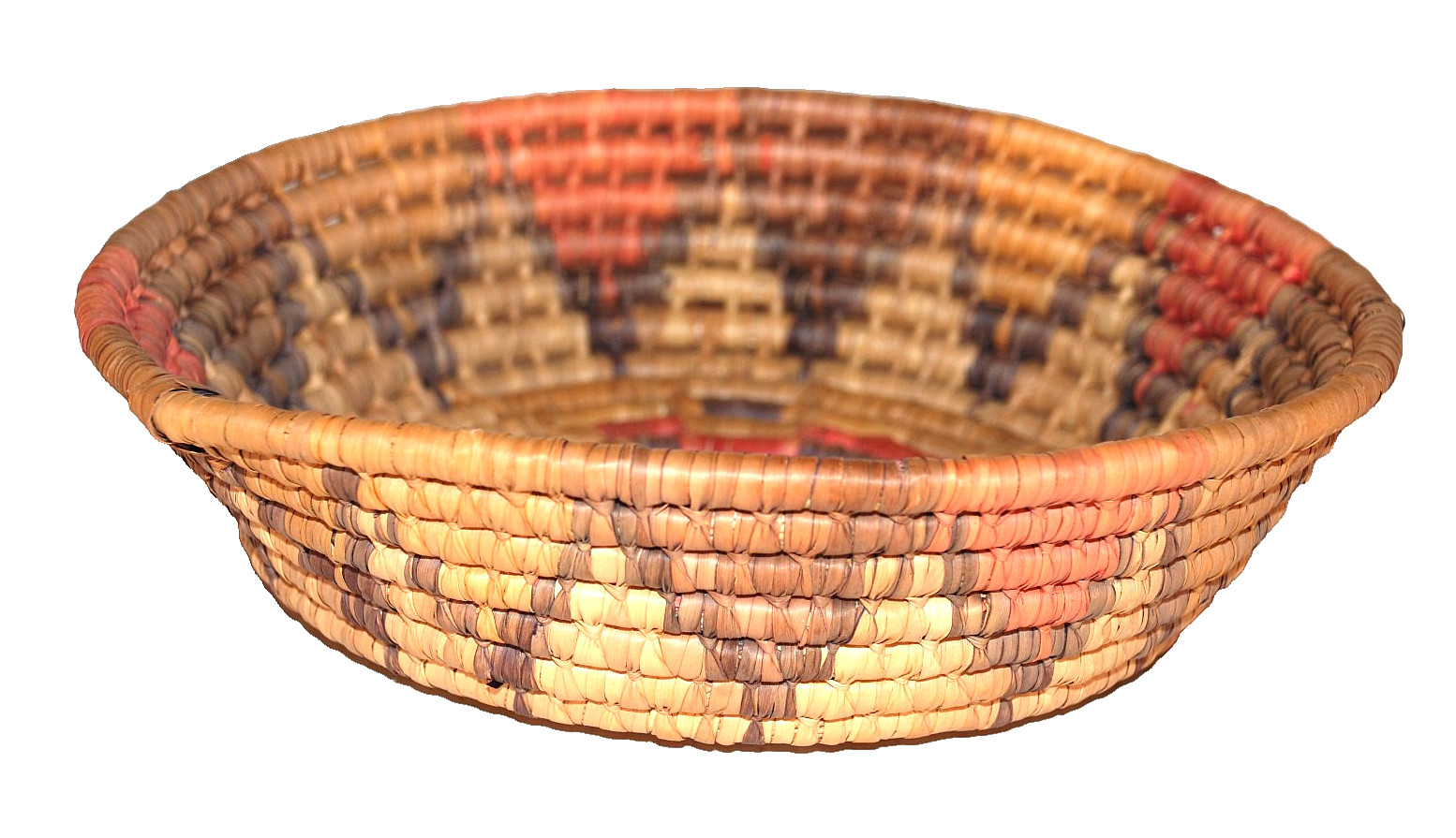 Native American Navajo Tight Coil Hand Woven Basket Jagged Design Southwestern Native American Navajo Tight Coil Hand Woven Basket Jagged Design Southwestern