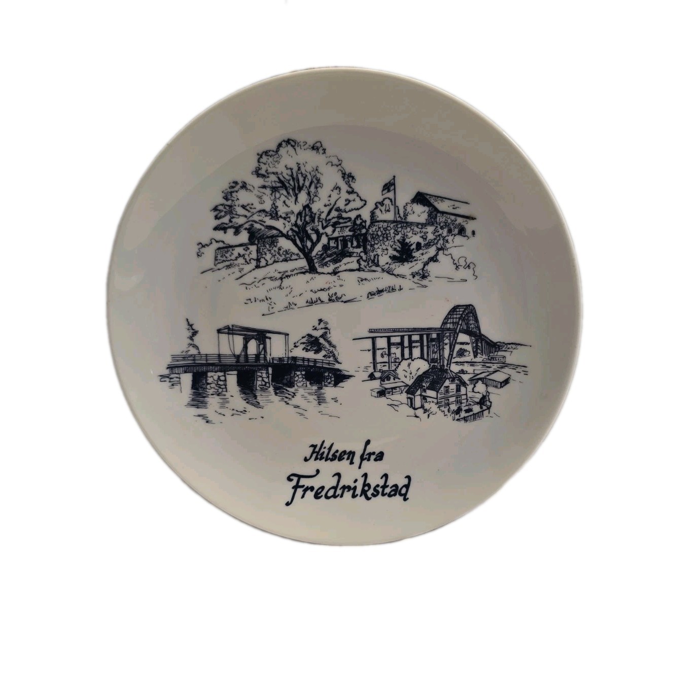Vintage Hilsen fra Fredrikstad Norway Souvenir Collector Plate Ceramic 8\