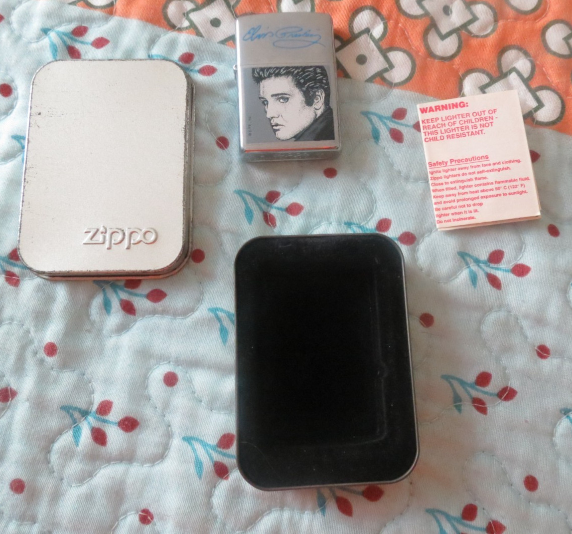 Vintage Elvis Presley Brushed Chrome Zippo Lighter with Box Made In USA