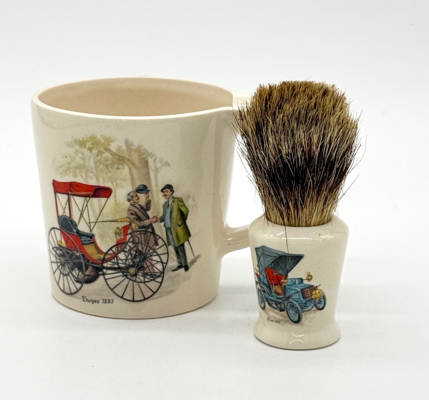Vintage Sandland Hanley Shaving Set Fiat 1901 Mug & Badger Brush Made In England