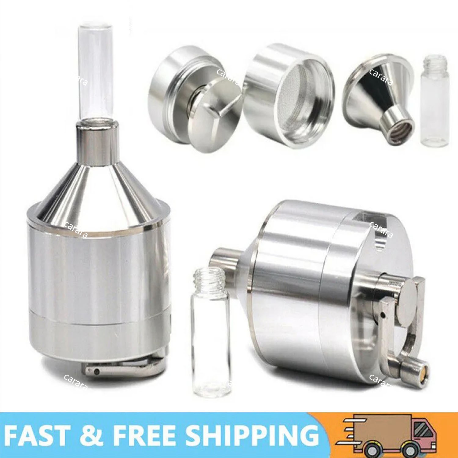 Metal Powder Grinder Hand Herb Spice Grinder Mill Funnel Food Container Tools