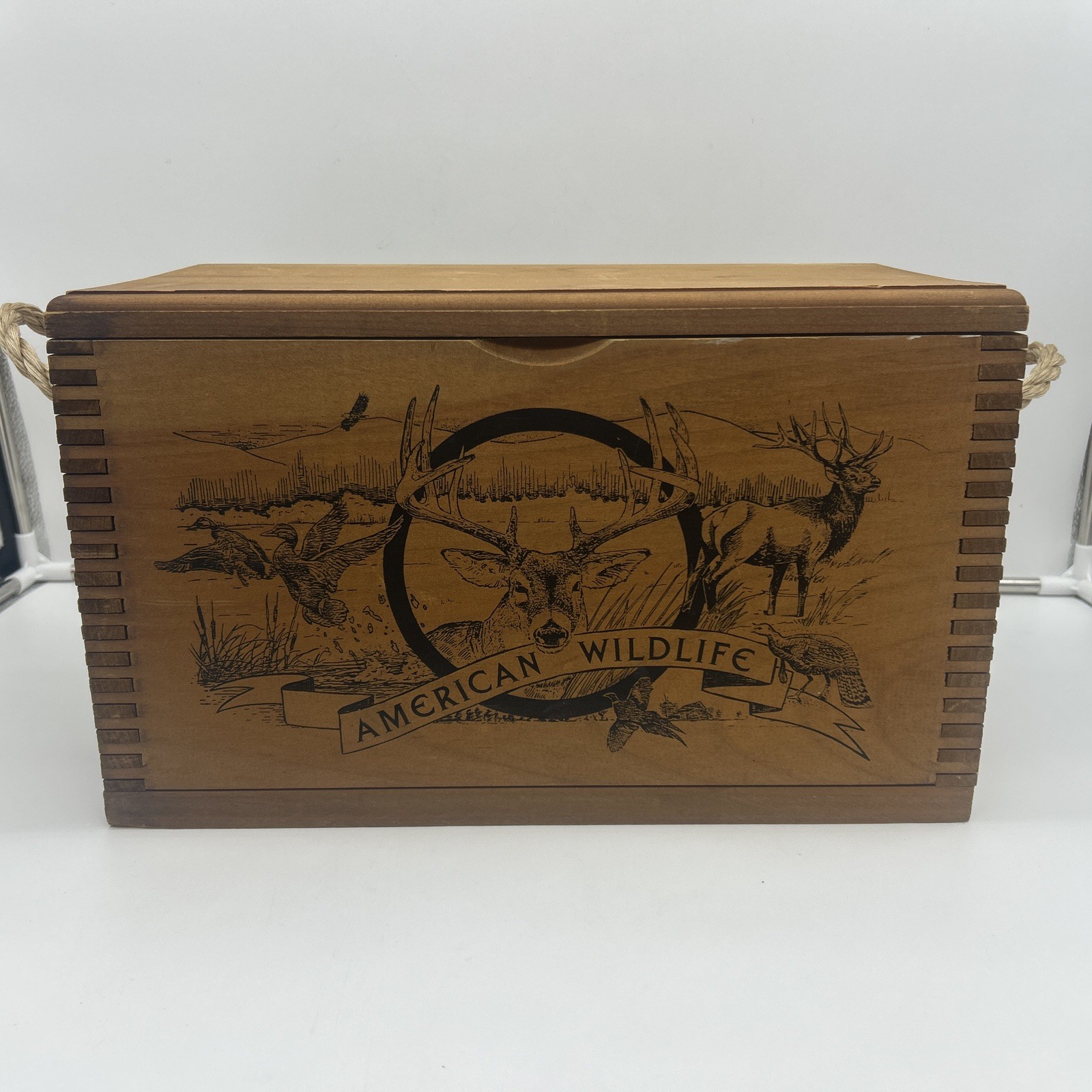 American Wildlife Deer, Duck & Pheasant Dovetailed Wood Ammo Box by Evans Sports