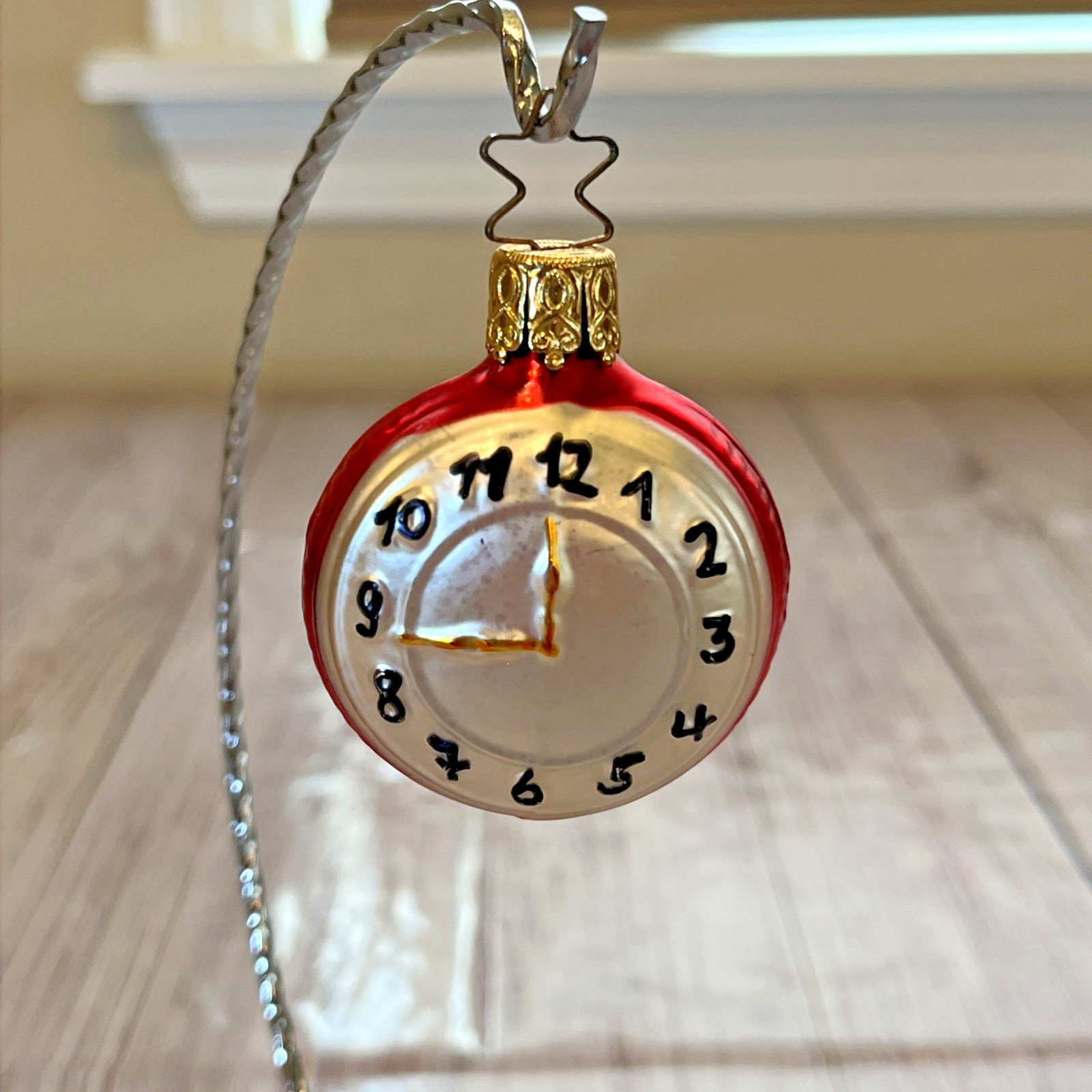 Vtg Inge Glas Blown Glass Pocket Watch Clock Christmas Ornament Germany 2.5\