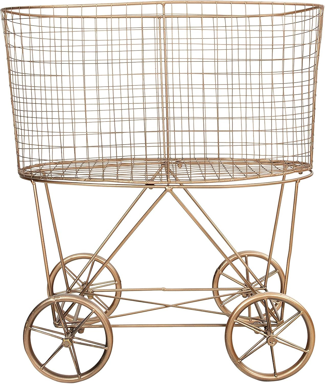 Vintage Copper Laundry Basket on Wheels - Creative Co-Op Design