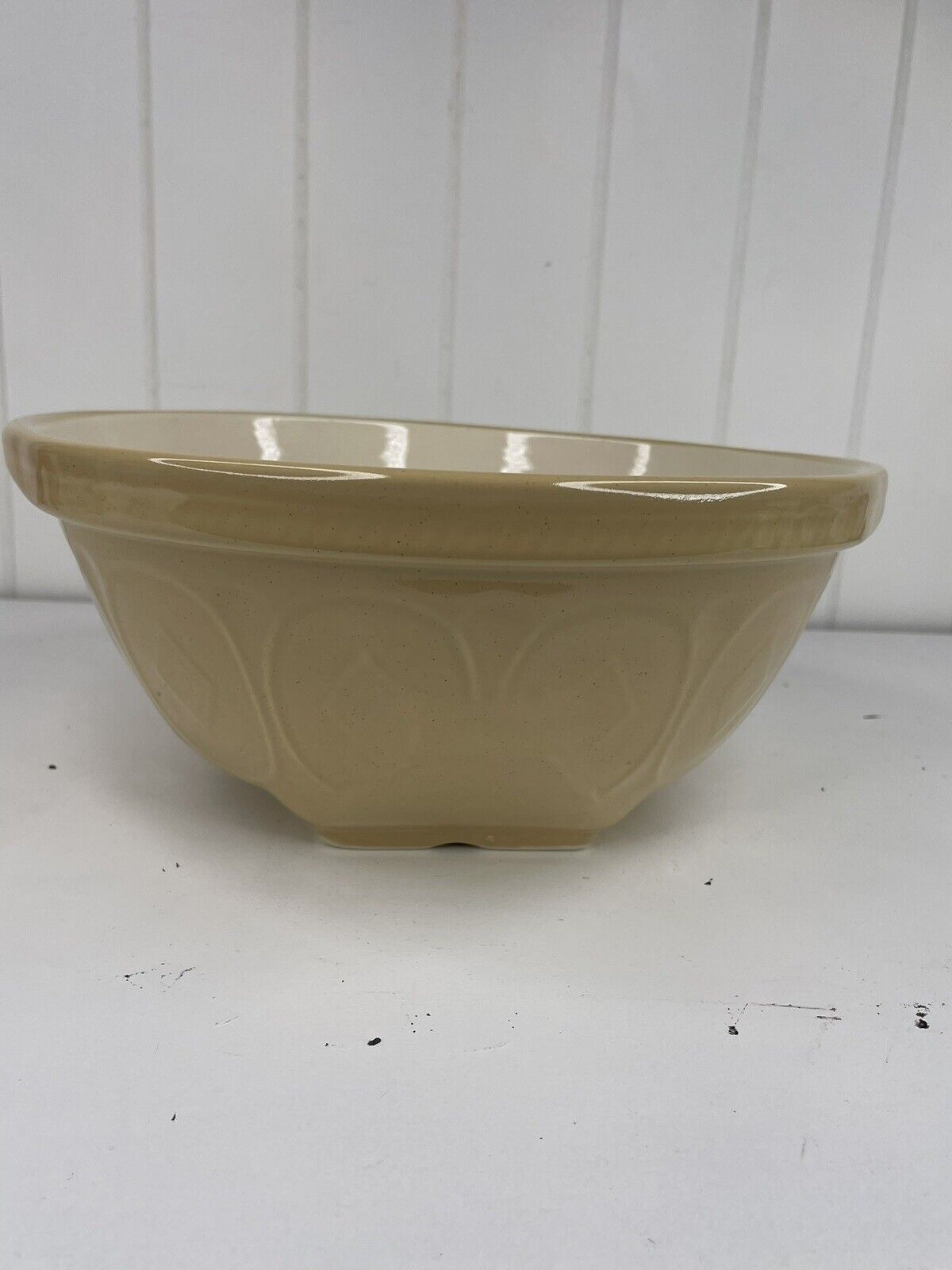 Vintage Cloverleaf T.G. Green 120oz Pottery Mixing Bowl Tilt Stand England Furio