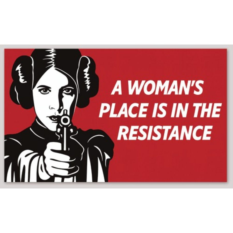 A Woman\'s Place Is In The Resistance Rectangle 3x5 Inch Sticker