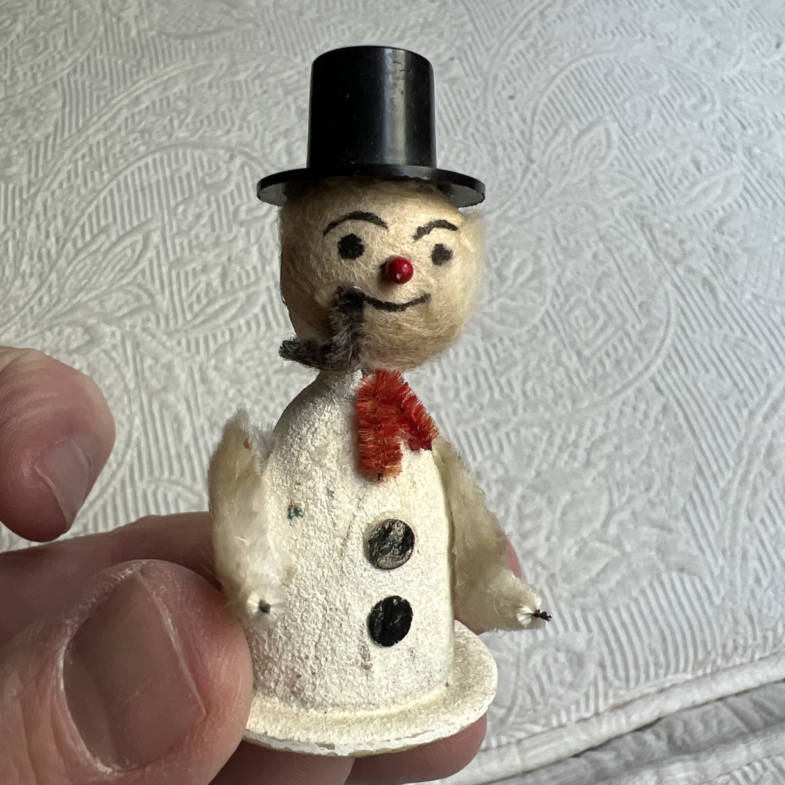 VTG Spun Cotton Snowman Putz Japan 2.75