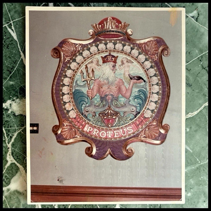 Vintage 1960s Spangenberg Krewe of Proteus Mardi Gras Tableau Crest Photo NOLA