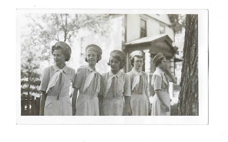 VTG B&W Found Snapshot Photo Pretty Young Ladies Girls in Uniform Americana VTG B&W Found Snapshot Photo Pretty Young Ladies Girls in Uniform Americana