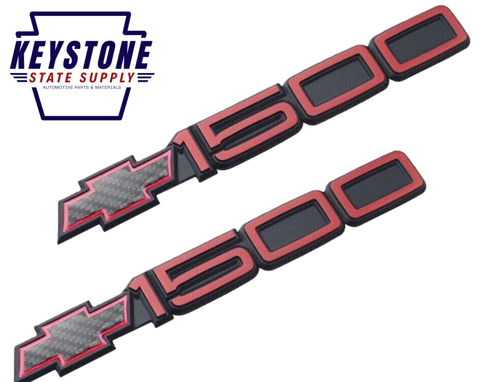 1992 1993 Chevy Silverado 1500 Red Door Emblems 3D Badge Decal Replacement 2pc