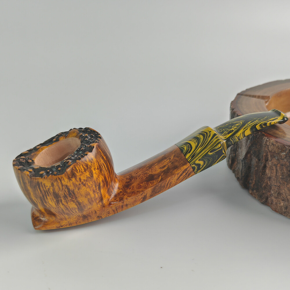 MUXIANG Briar Smooth Freehand Pipe Handmade Wooden Tobacco Pipe Vulcanite Stem