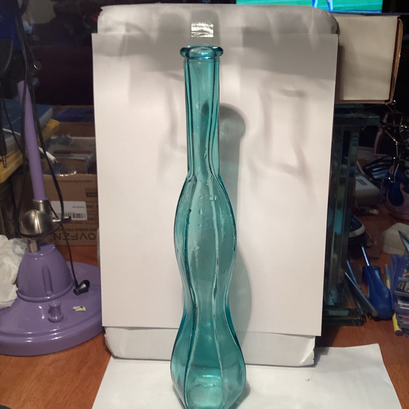 Slim Blue Glass Vase 