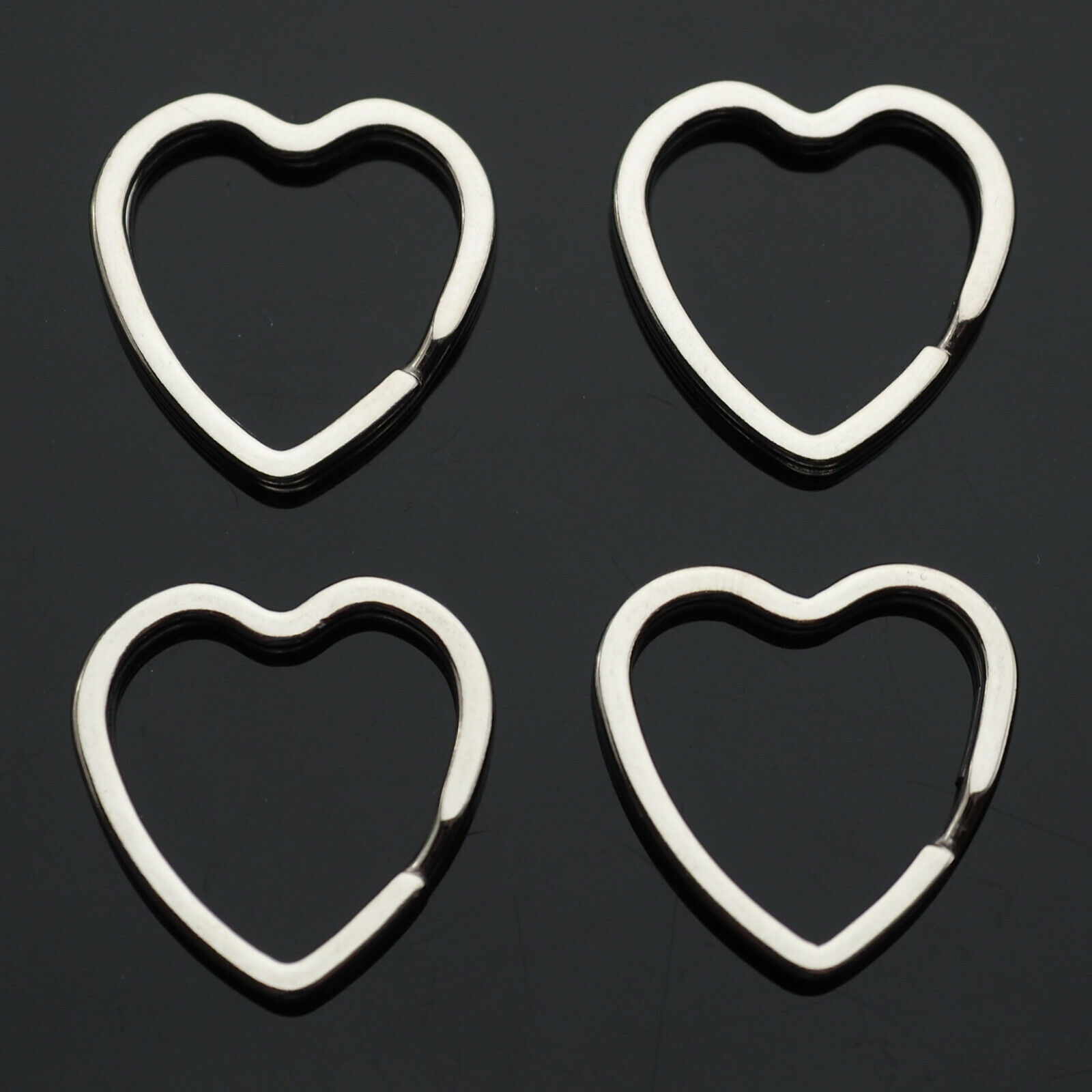 4pcs Heart Shaped Split Rings Key Ring Keychain - Silver Color