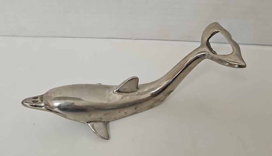 Dolphin Bottle Opener  Silver Metal 6.5\