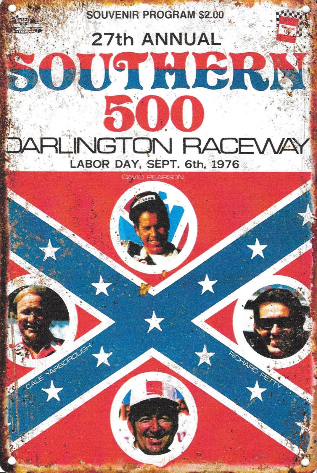 RETRO Vintage Southern 500 Darlington Raceway NASCAR Racing Metal Sign 8x12